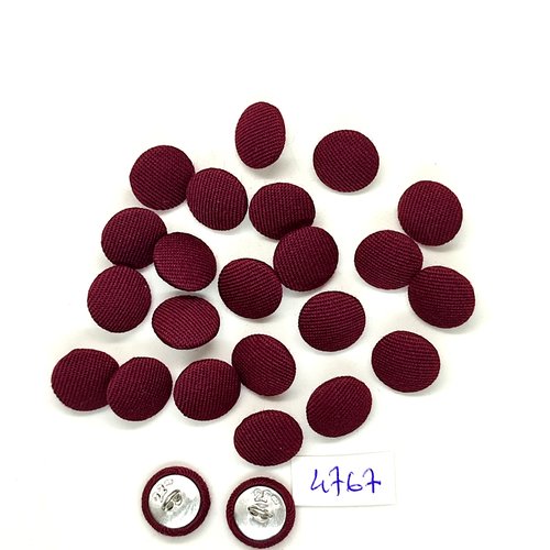24 boutons en passementerie bordeaux et métal argenté - 13mm - tr4767