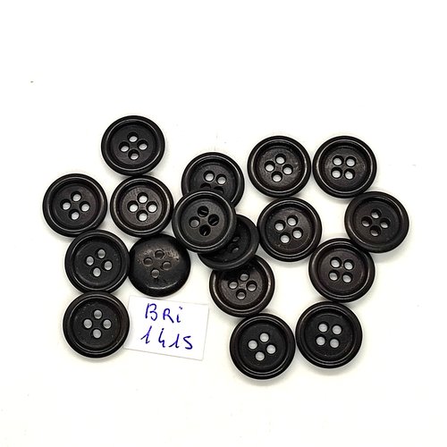 17 boutons en résine noir - 15mm - bri1415