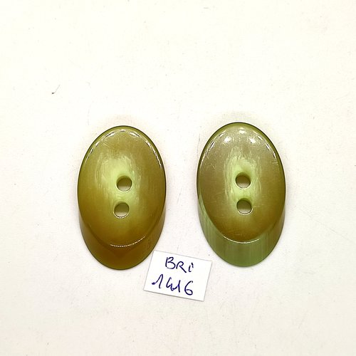2 boutons en résine vert - 25x41mm - bri1416