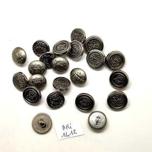 22 boutons en résine argenté - 14mm - bri1412