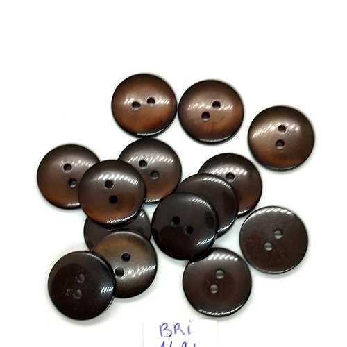 14 boutons en résine marron - 18mm - bri1421
