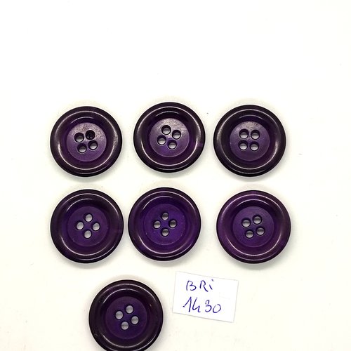 7 boutons en résine violet - 23mm - bri1430