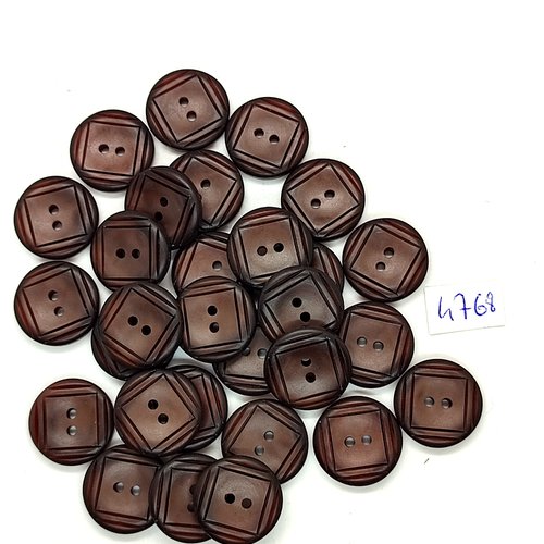 29 boutons en résine marron - 17mm - tr4768