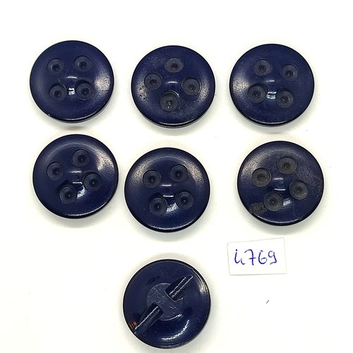 7 boutons en résine bleu foncé - 27mm - tr4769