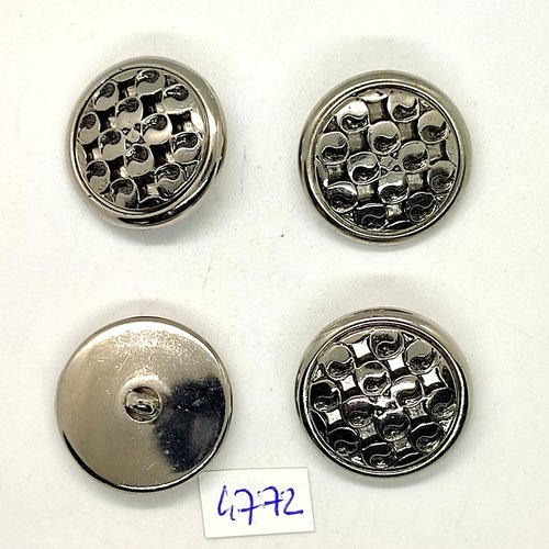 4 boutons en résine argenté - 25mm - tr4772