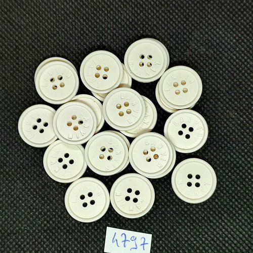 22 boutons en résine blanc - lanvin - 16mm - tr4797