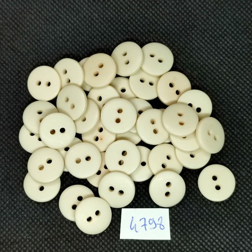 39 boutons en résine blanc - 14mm - tr4798