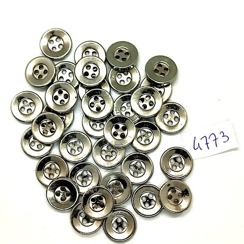 35 boutons en résine argenté - 12mm - tr4773