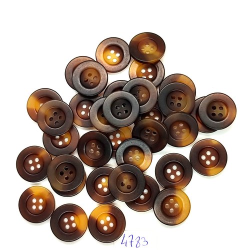 35 boutons en résine marron / beige - 18mm - tr4783
