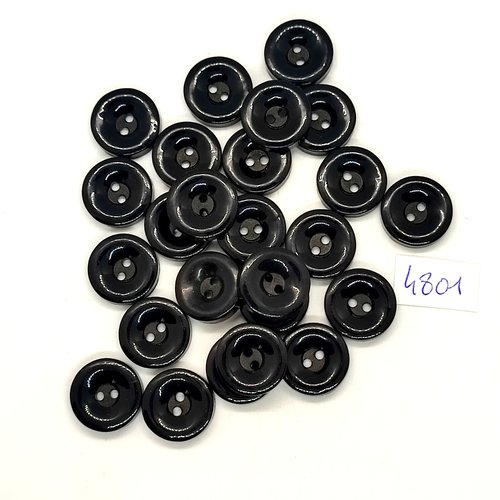 25 boutons en résine noir - 17mm - tr4801