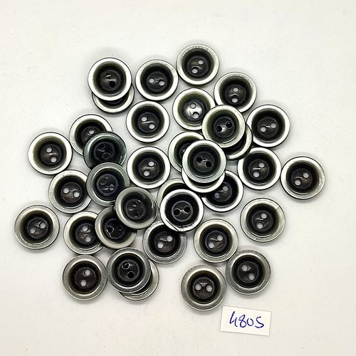 39 boutons en résine gris - 14mm - tr4805