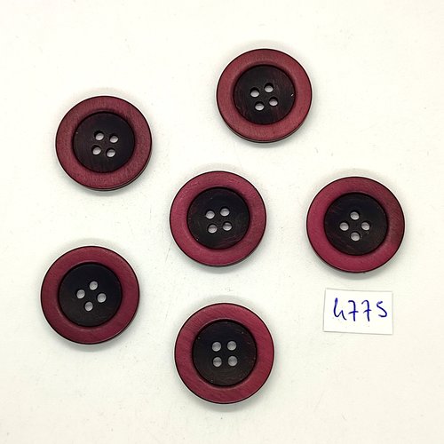 6 boutons en résine violet et noir - 23mm - tr4775