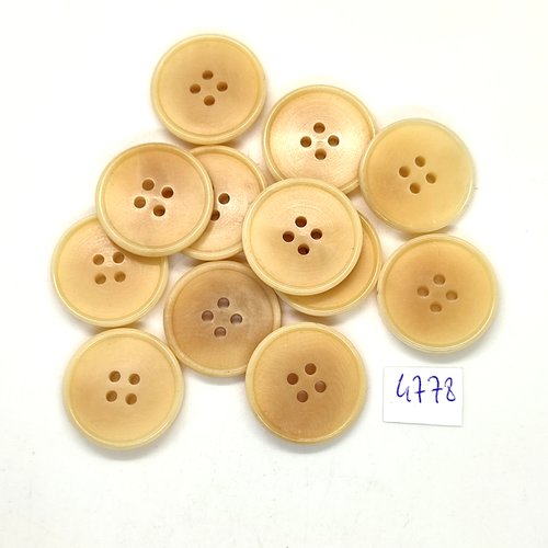 11 boutons en résine beige - 23mm - tr4778
