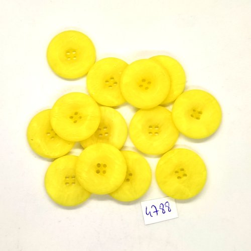 13 boutons en résine jaune - 22mm - tr4788