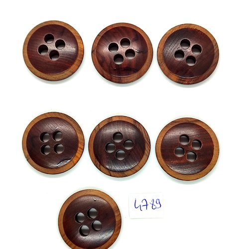 7 boutons en résine marron - 28mm - tr4789