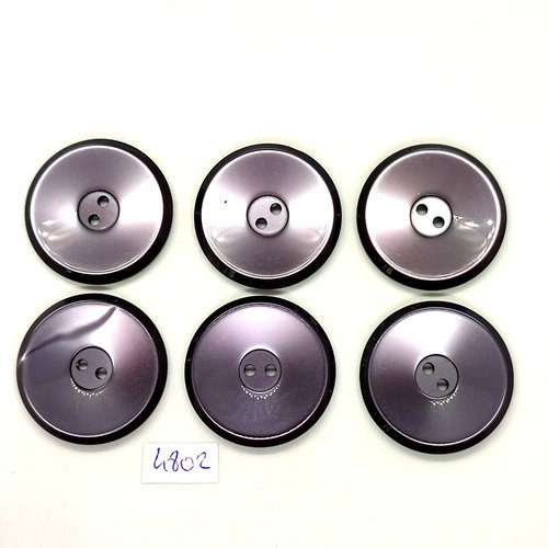 6 boutons en résine violine - 36mm - tr4802