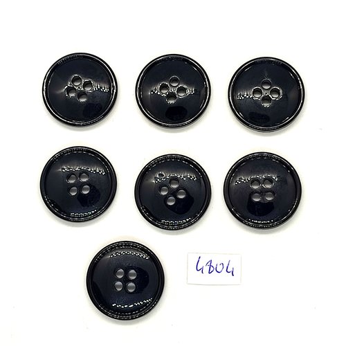 7 boutons en résine noir - 22mm - tr4804
