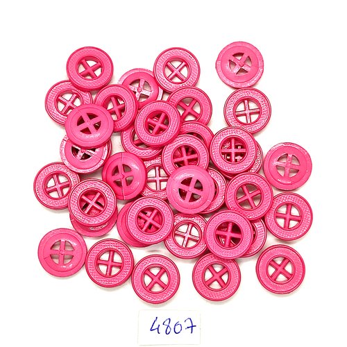 37 boutons en résine rose - 14mm - tr4807
