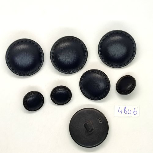 8 boutons en résine noir - 28mm - 23mm et 15mm - tr4806