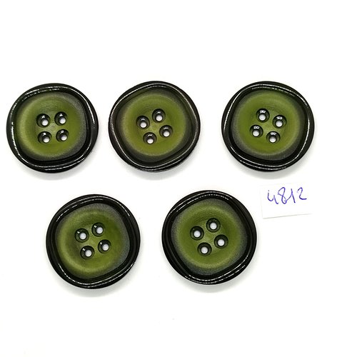 5 boutons en résine vert et noir - 30mm - tr4812
