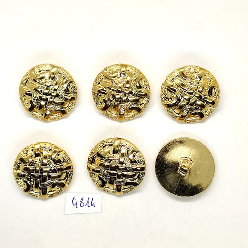 6 boutons en résine doré - 27mm - tr4814