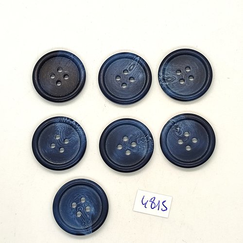 7 boutons en résine gris / bleu - 22mm - tr4815