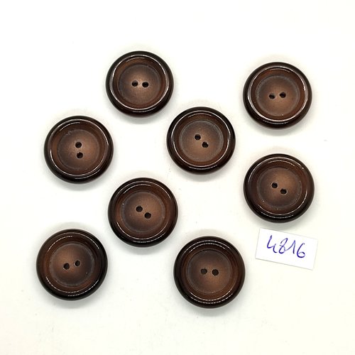 8 boutons en résine marron - 22mm - tr4816