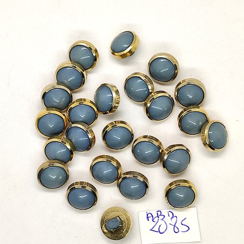 24 boutons en résine vert et doré - 11mm - abd2085