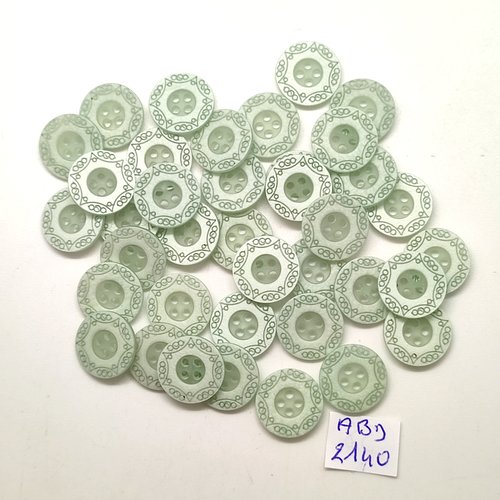 38 boutons en résine vert clair - 15mm - abd2140