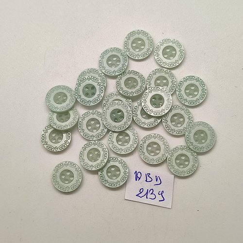 24 boutons en résine vert clair - 12mm - abd2139