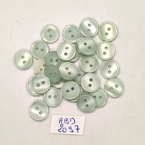 29 boutons en résine vert clair - 10mm - abd2097