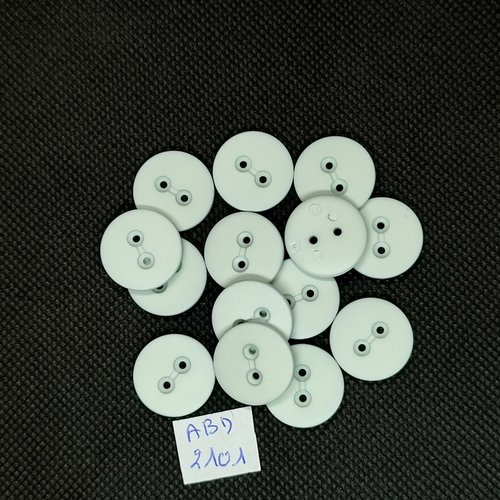 14 boutons en résine bleu très très clair - 18mm - abd2101