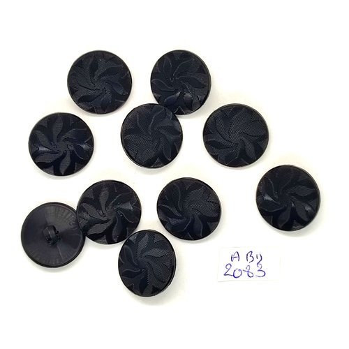 10 boutons en résine noir - 19mm - abd2083
