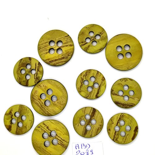 11 boutons en résine vert - 23mm et 28mm - abd2089