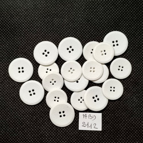 19 boutons en résine blanc - 18mm et 16mm - abd2112