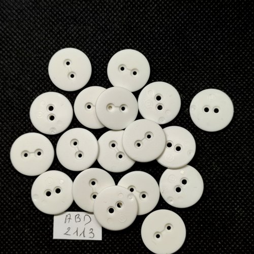 18 boutons en résine blanc - 18mm - abd2113
