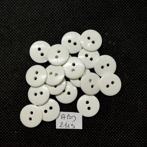 19 boutons en résine blanc - 15mm - abd2115