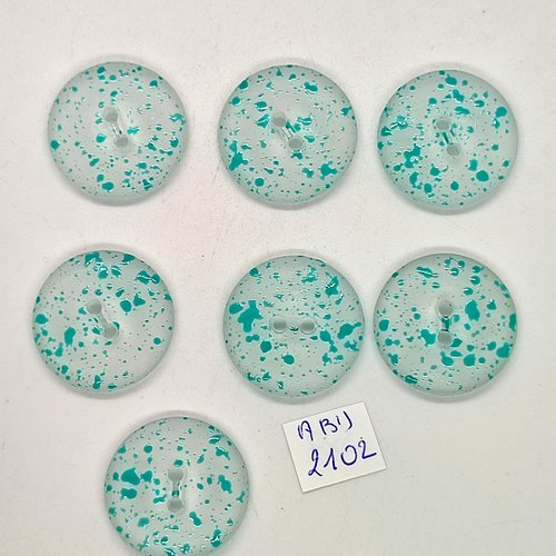 7 boutons en résine vert moucheté - 25mm - abd2102