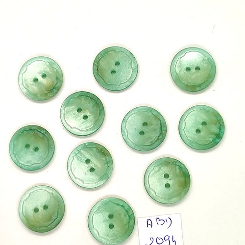 11 boutons en résine vert - 18mm - abd2094