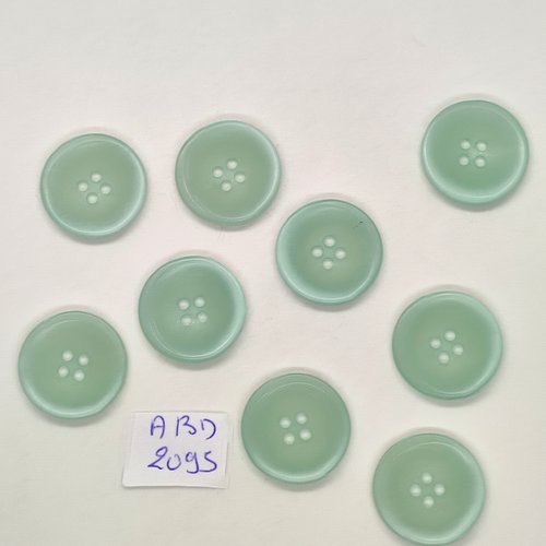 9 boutons en résine vert clair - 20mm - abd2095