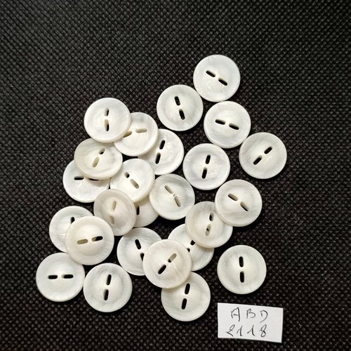 25 boutons en résine blanc cassé - 15mm - abd2118