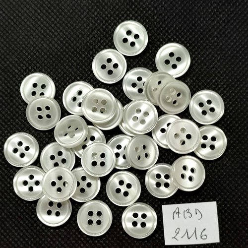 33 boutons en résine blanc - 13mm - abd2116