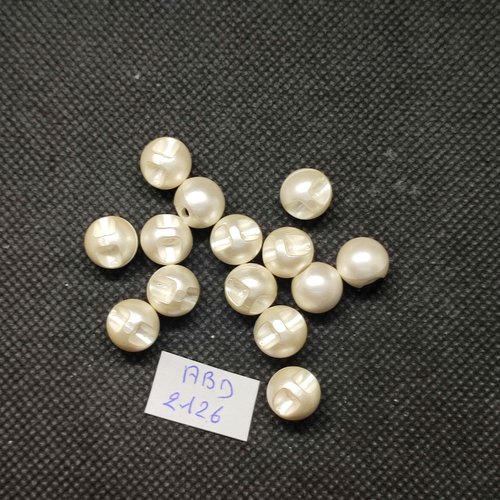 14 boutons boule en résine blanc - 10mm - abd2126