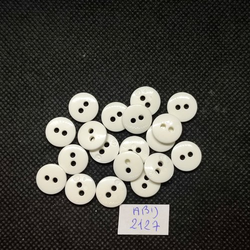 19 boutons en résine blanc - 12mm - abd2127