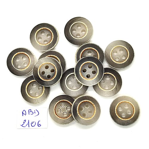 14 boutons en résine gris - 17mm - abd2106