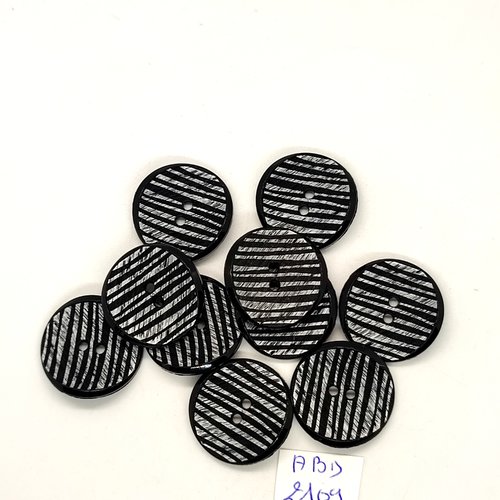 10 boutons en résine ton gris - 23mm - abd2109