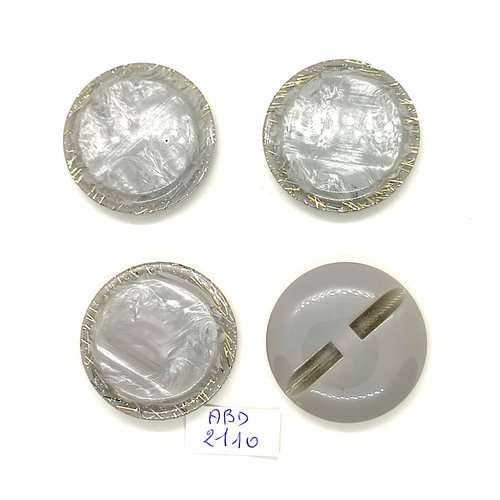 4 boutons en résine gris - 34mm - abd2110