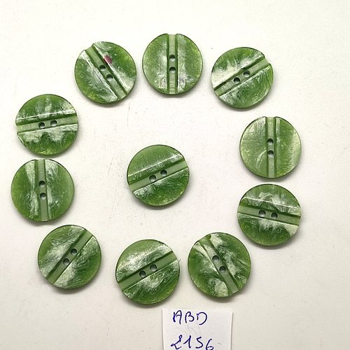 11 boutons en résine vert dégradé - 18mm - abd2156