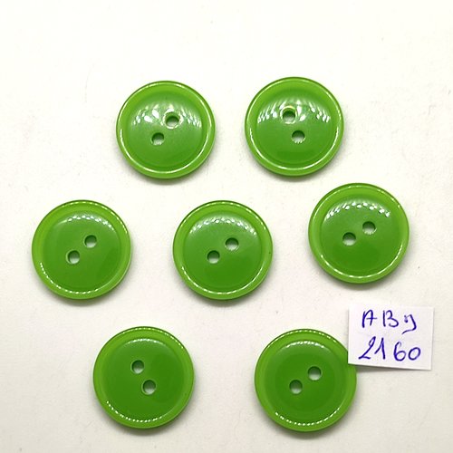 7 boutons en résine vert - 18mm - abd2160