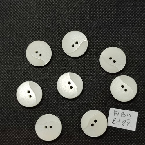 8 boutons en résine blanc - 17mm - abd2122